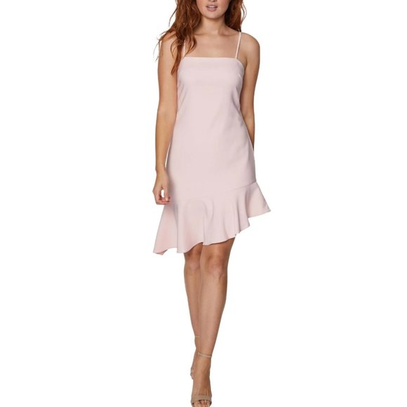 BCBGeneration Carnation Pink Lily Asymmetrical Hem Spaghetti Strap Slip Dress - Picture 2 of 15